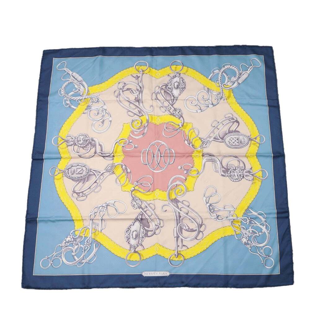 Hermes Authentic Blue Silk Scarf
